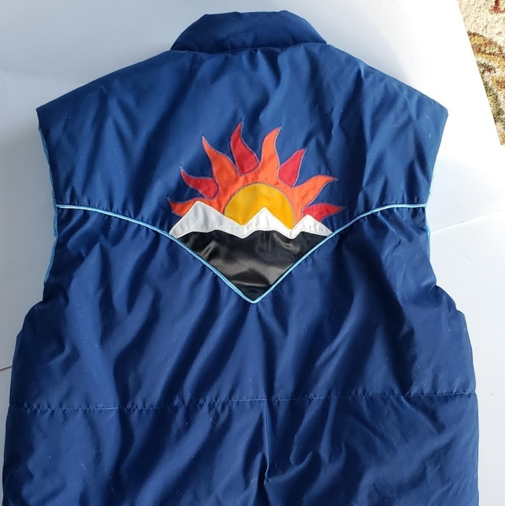 SOLD💥VINTAGE puffer vest 70s 80s rising sun large
